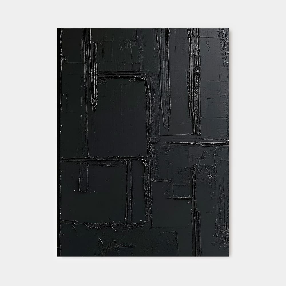 BLACK TEXTURED ART "MIDNIGHT MAZE"