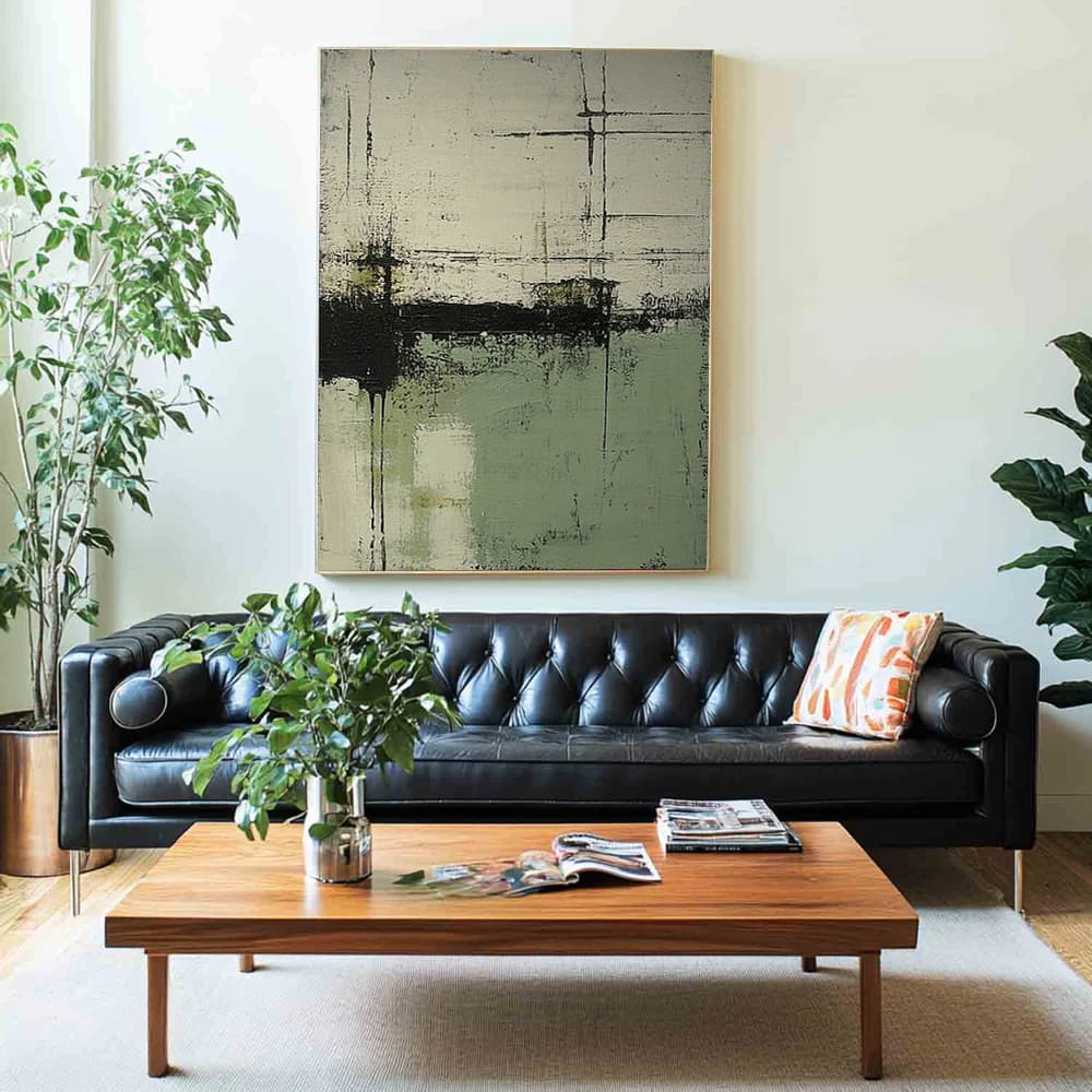 GREEN ABSTRACT ART "DISTANT SHORES"