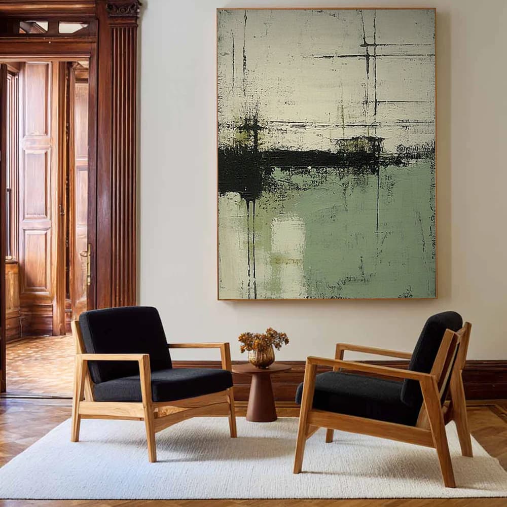 GREEN ABSTRACT ART "DISTANT SHORES"