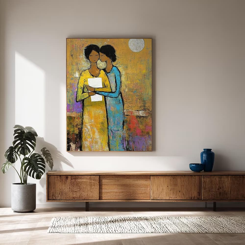 EXPRESSIVE FIGURATIVE ART: "SISTERS' BOND"
