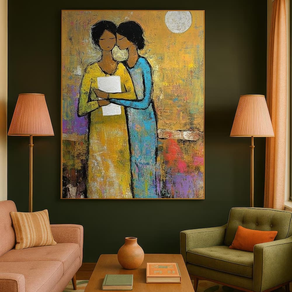 EXPRESSIVE FIGURATIVE ART: "SISTERS' BOND"