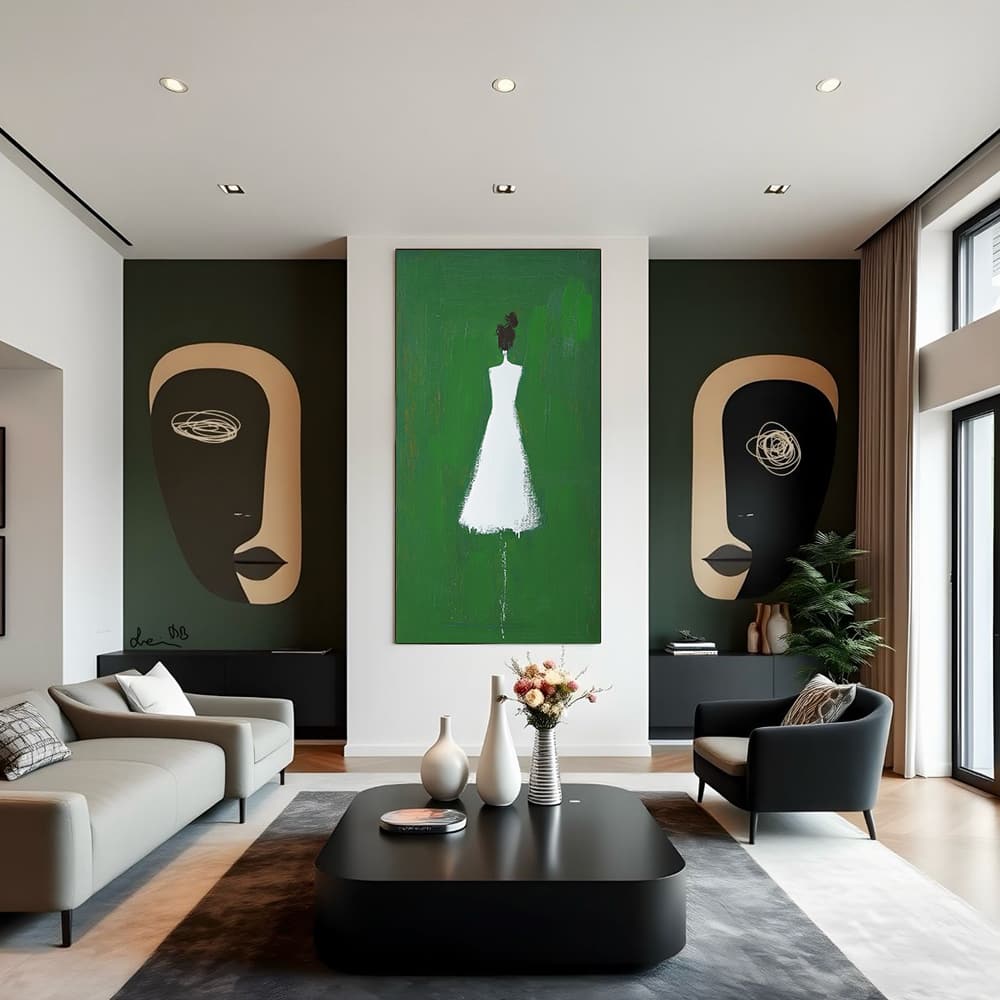 GREEN ABSTRACT ART "FADING PRESENCE"