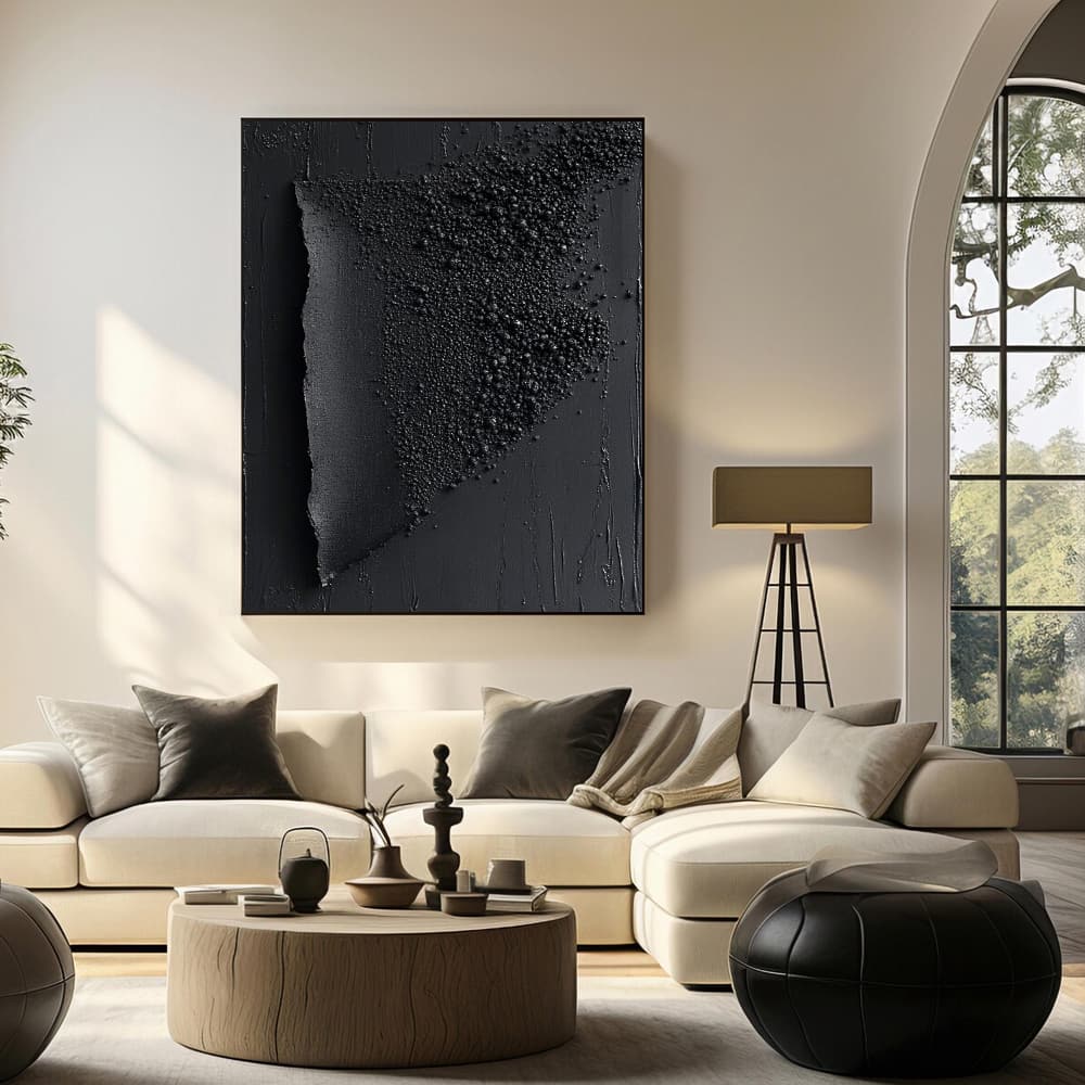 BLACK TEXTURED ART "OBSIDIAN FRAGMENT"