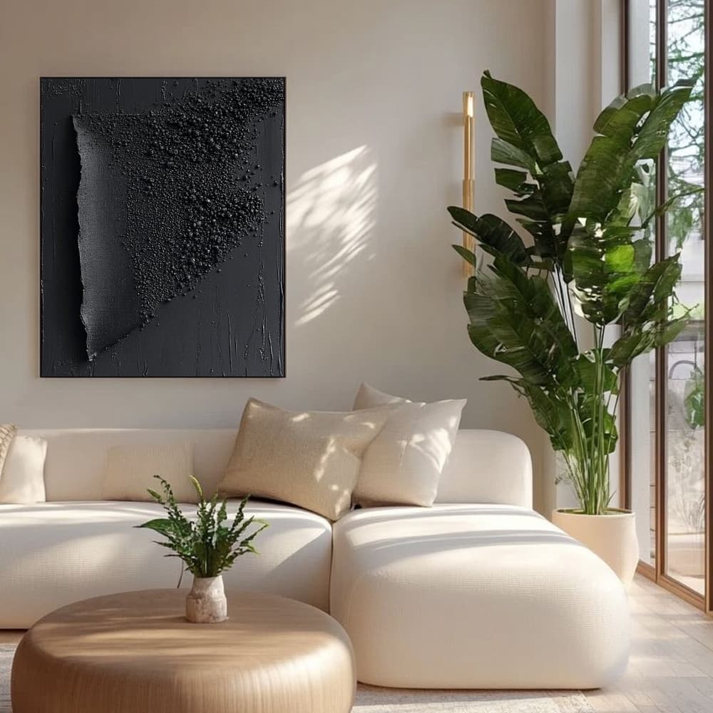 BLACK TEXTURED ART "OBSIDIAN FRAGMENT"
