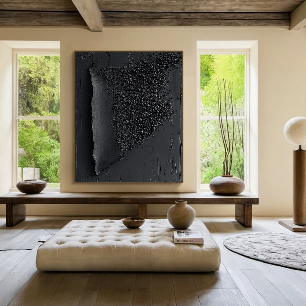 BLACK TEXTURED ART "OBSIDIAN FRAGMENT"