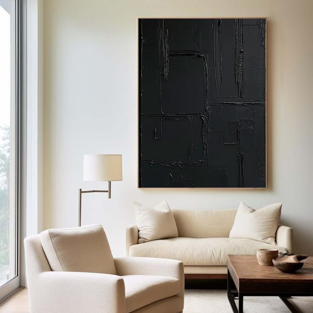 BLACK TEXTURED ART "MIDNIGHT MAZE"