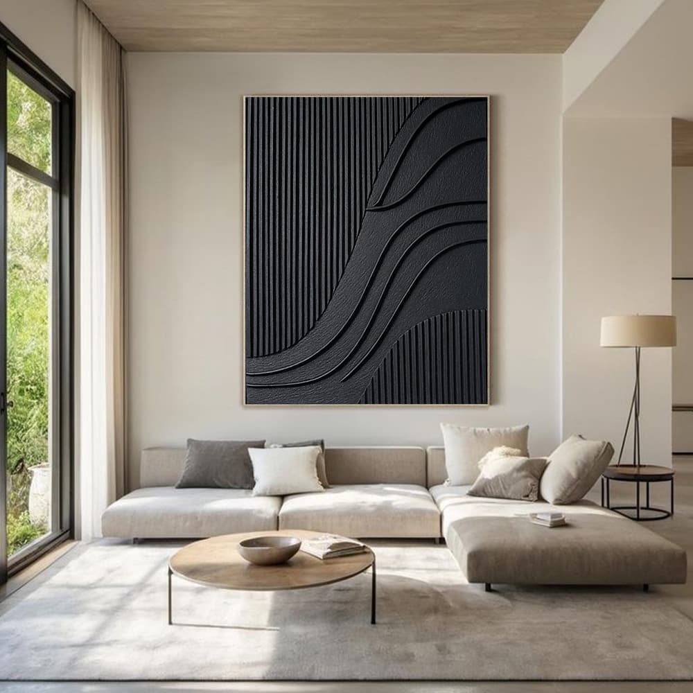 BLACK TEXTURED ART "DEEP CURRENTS"