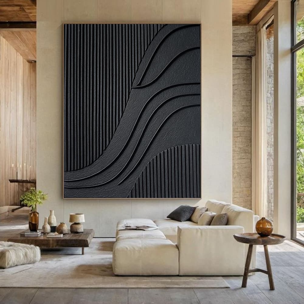 BLACK TEXTURED ART "DEEP CURRENTS"