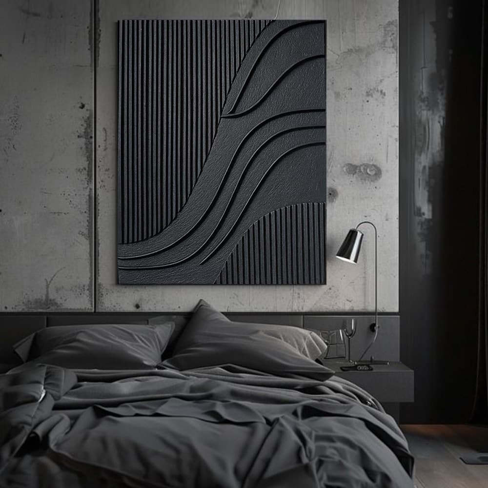 BLACK TEXTURED ART "DEEP CURRENTS"