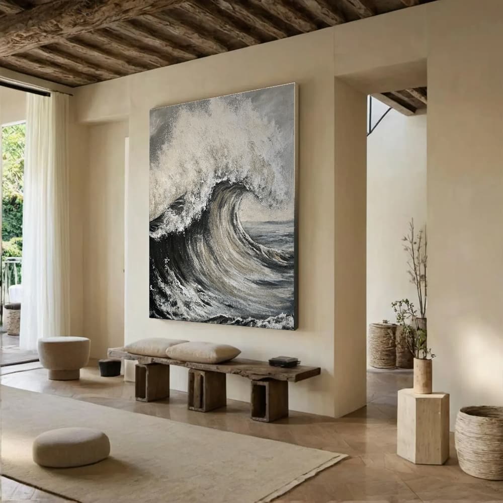 MONOCHROMATIC PAINTING: "GREY WAVES"