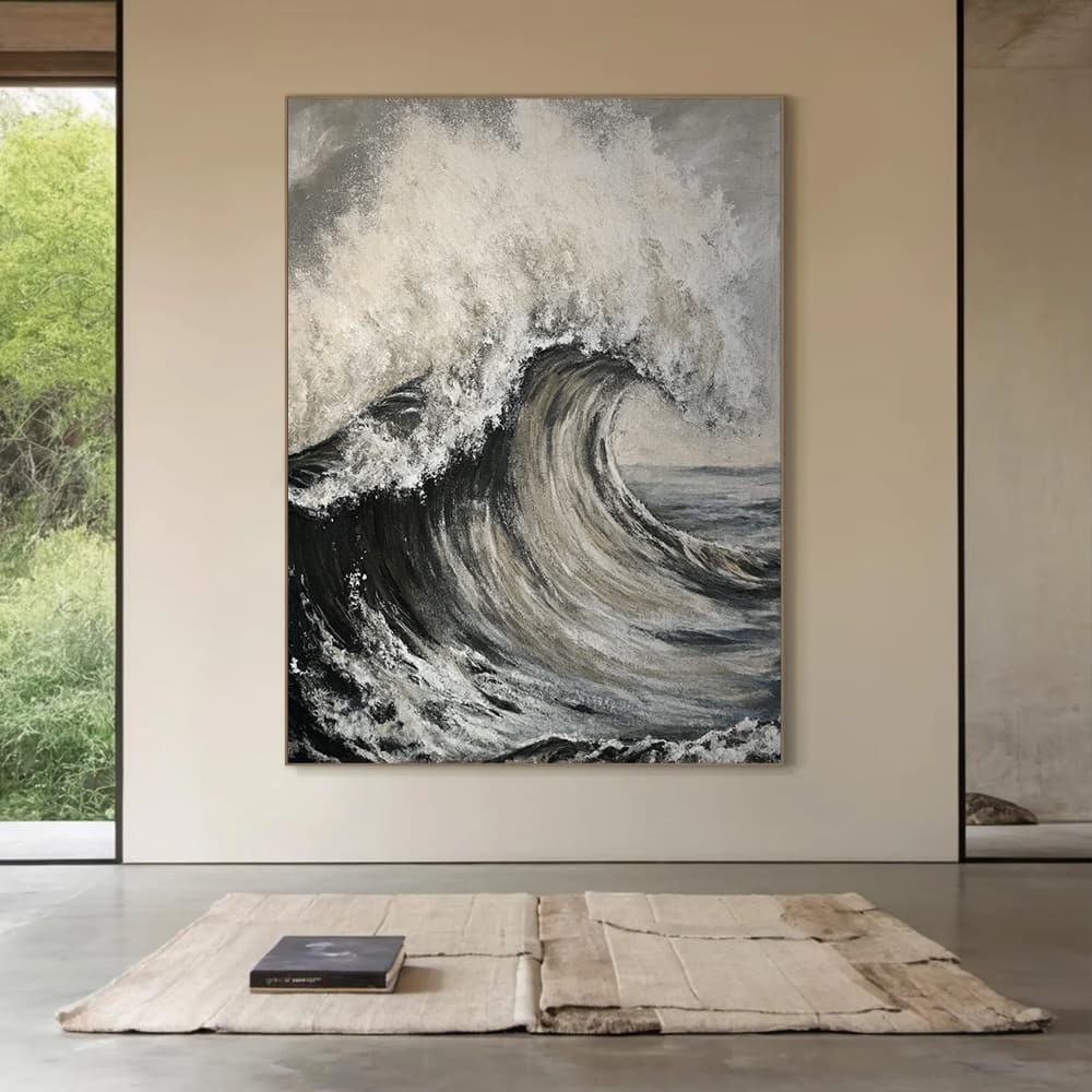 MONOCHROMATIC PAINTING: "GREY WAVES"