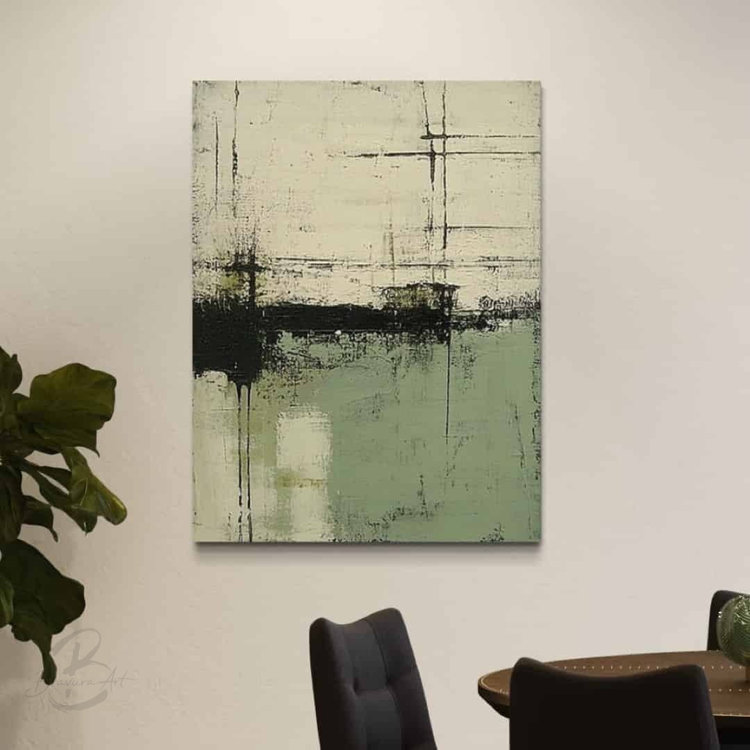 GREEN ABSTRACT ART "DISTANT SHORES"