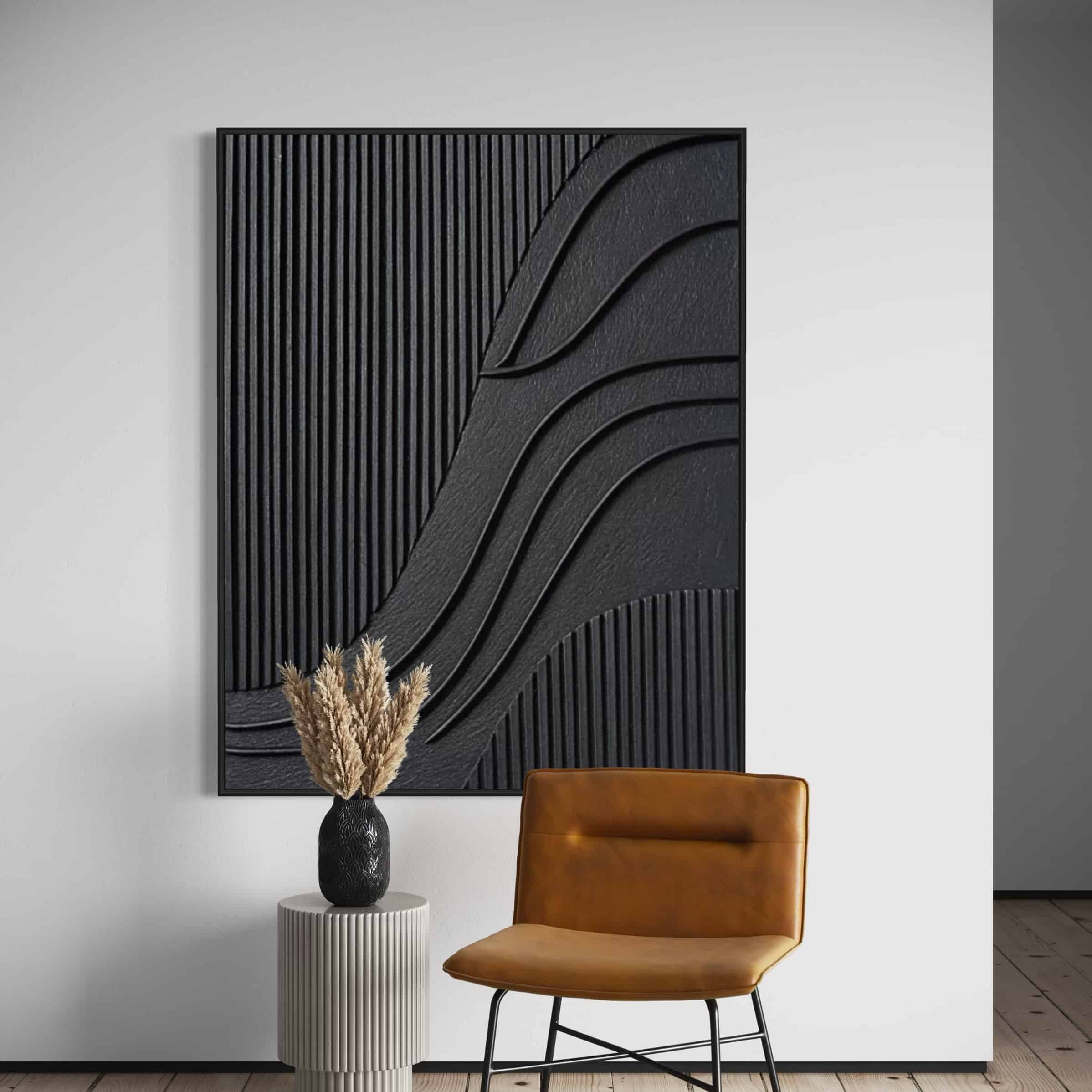 BLACK TEXTURED ART "DEEP CURRENTS"