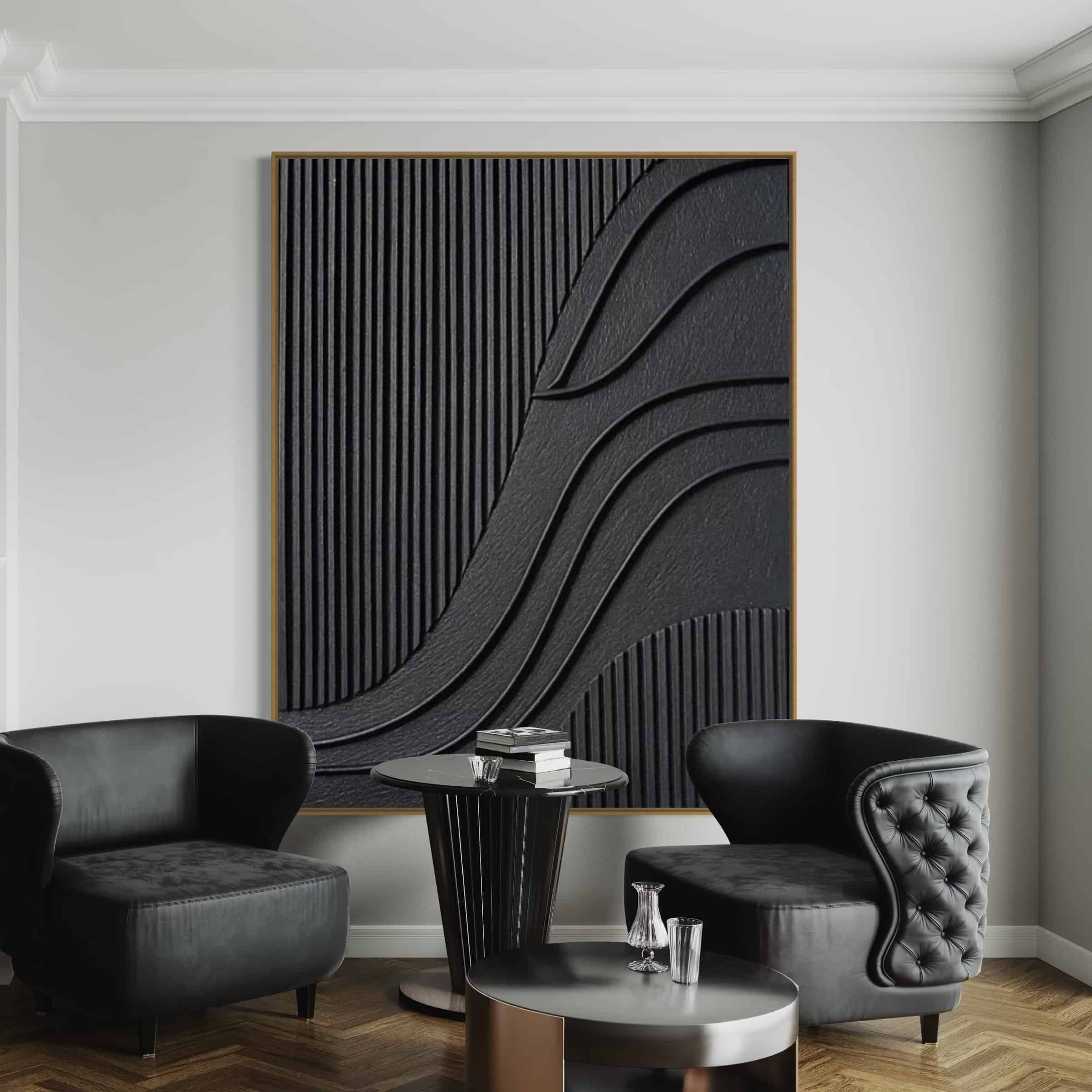 BLACK TEXTURED ART "DEEP CURRENTS"