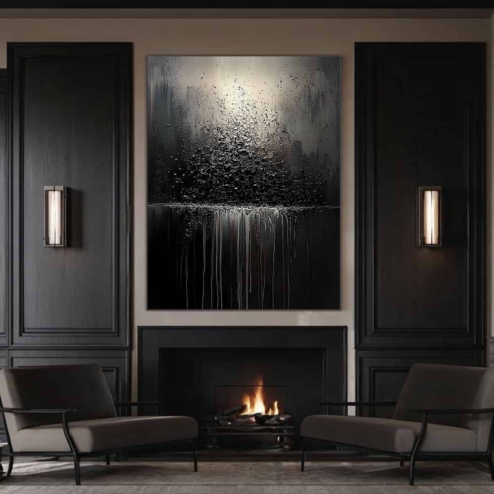 BLACK TEXTURED ART "CINDER BLEED"
