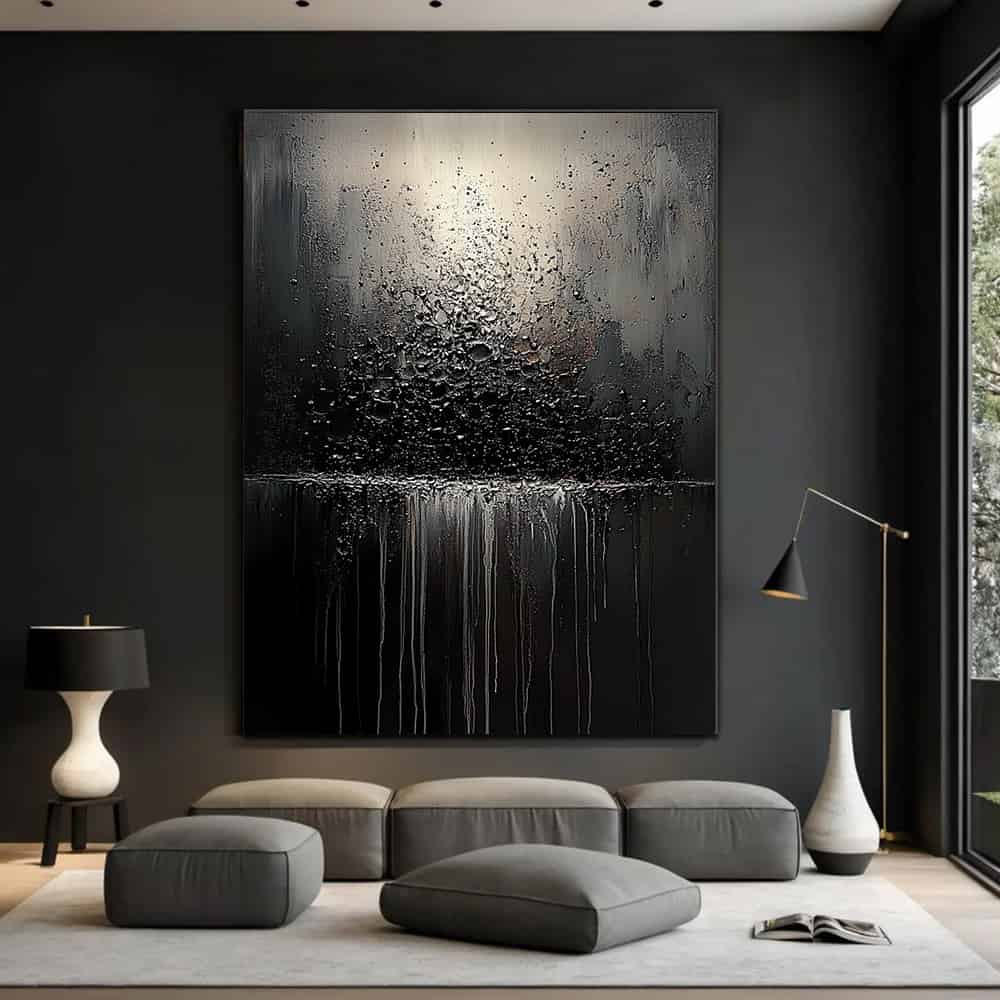 BLACK TEXTURED ART "CINDER BLEED"