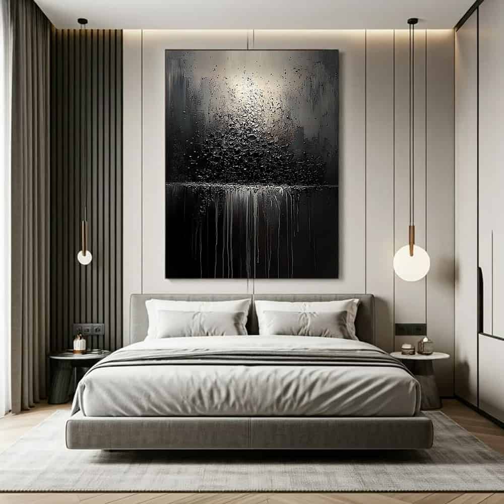 BLACK TEXTURED ART "CINDER BLEED"