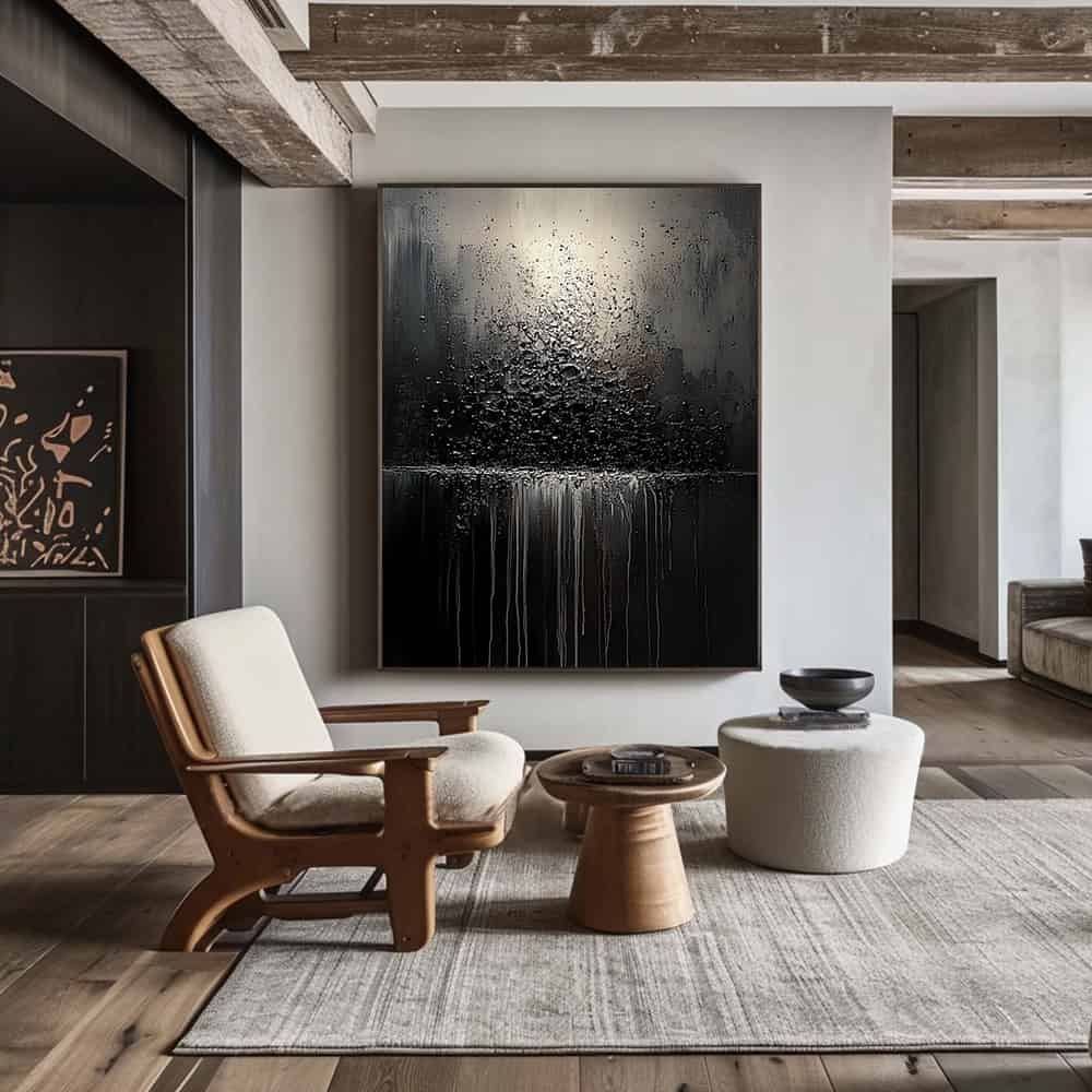 BLACK TEXTURED ART "CINDER BLEED"