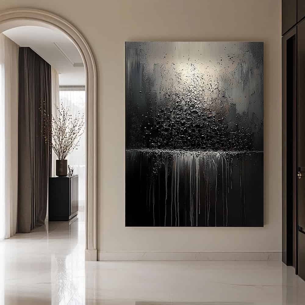 BLACK TEXTURED ART "CINDER BLEED"