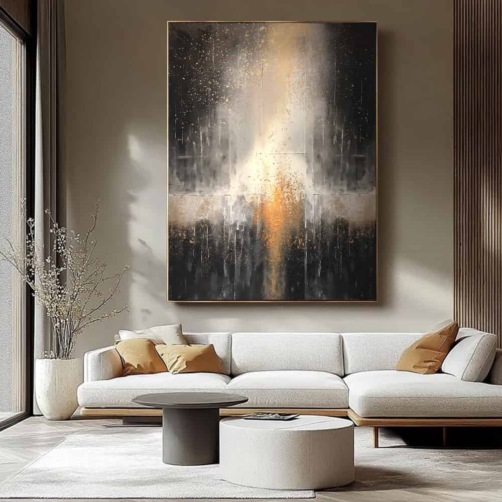BLACK TEXTURED ART "EMBERFALL"
