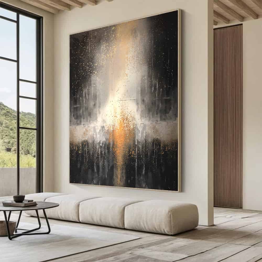 BLACK TEXTURED ART "EMBERFALL"