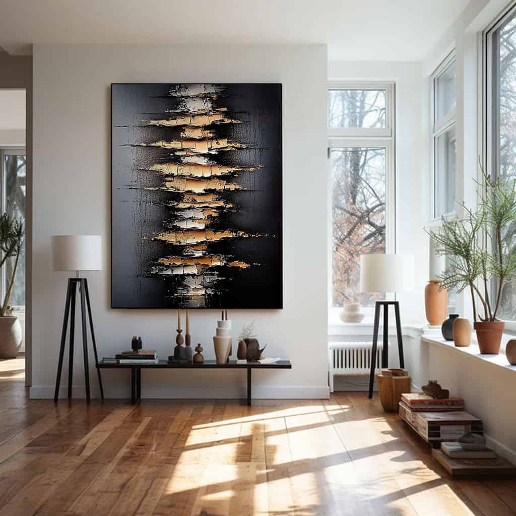 BLACK TEXTURED ART "FRACTURED CORE"