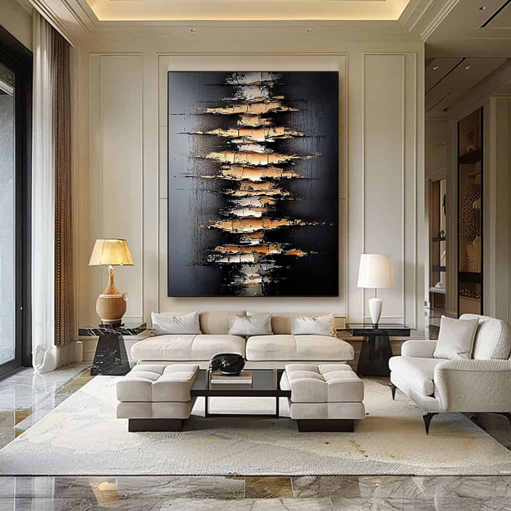 BLACK TEXTURED ART "FRACTURED CORE"
