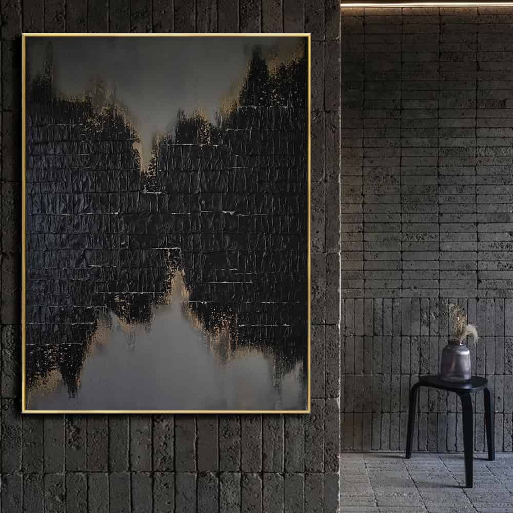 BLACK TEXTURED ART "GILDED FRACTURE"