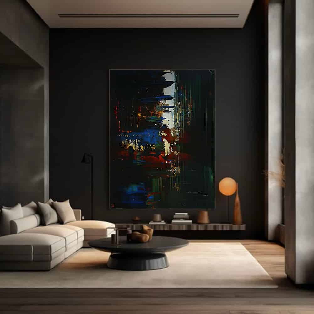 BLACK TEXTURED ART "NEON CANYON"