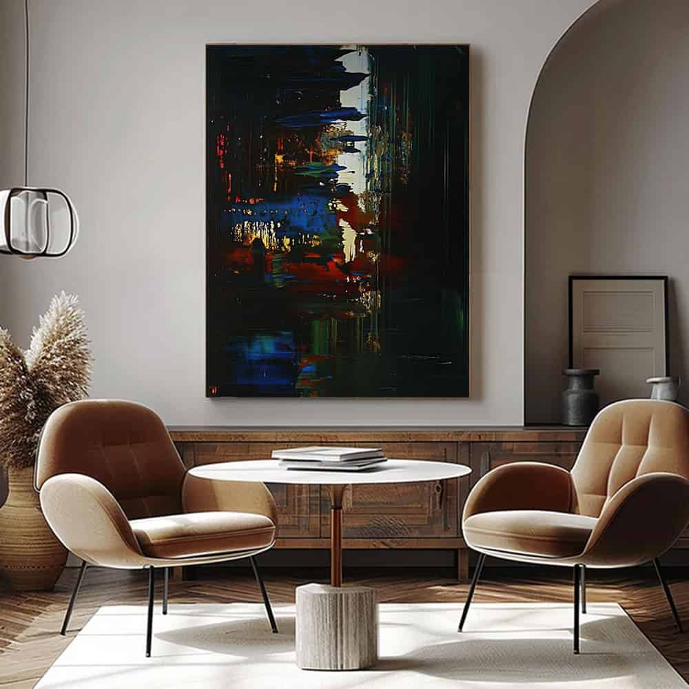 BLACK TEXTURED ART "NEON CANYON"