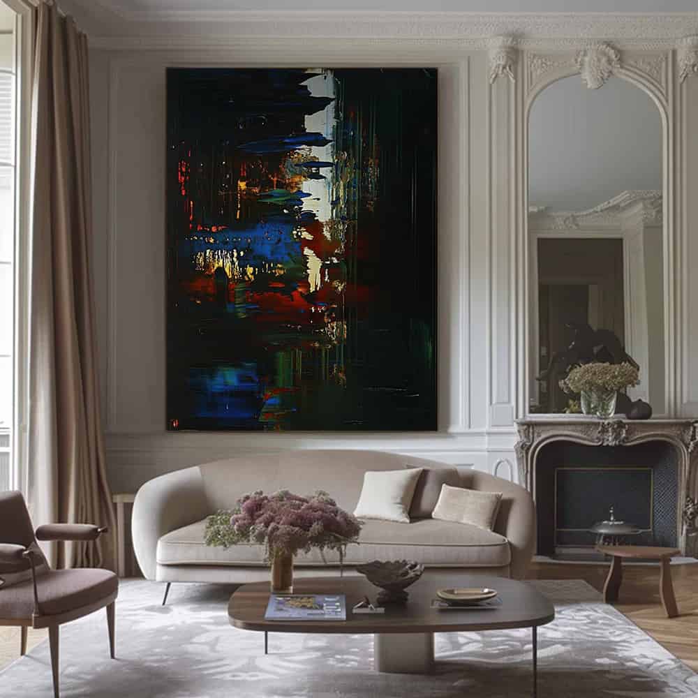 BLACK TEXTURED ART "NEON CANYON"