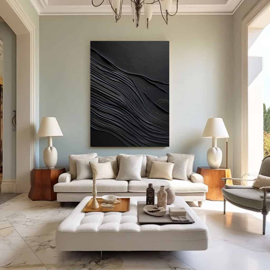 BLACK TEXTURED ART "OBSIDIAN FLOW"