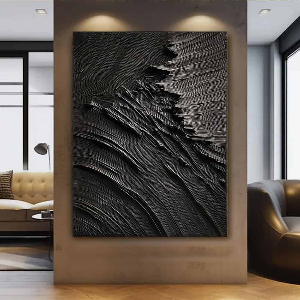 BLACK TEXTURED ART "RIFT"