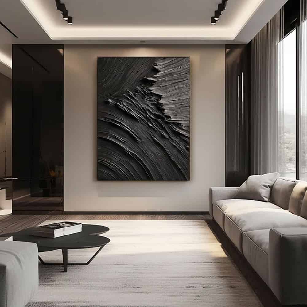 BLACK TEXTURED ART "RIFT"