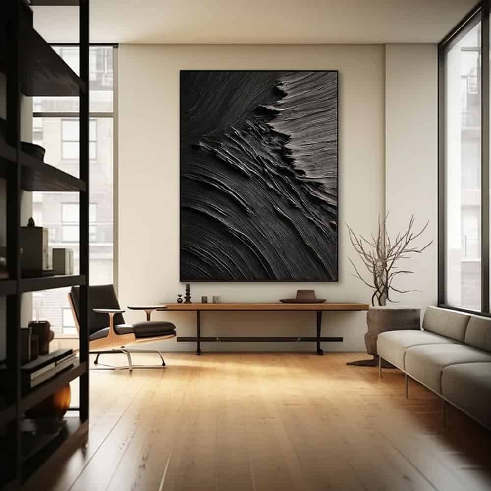 BLACK TEXTURED ART "RIFT"