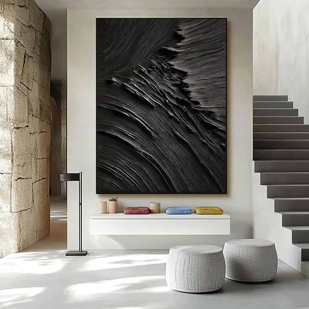 BLACK TEXTURED ART "RIFT"