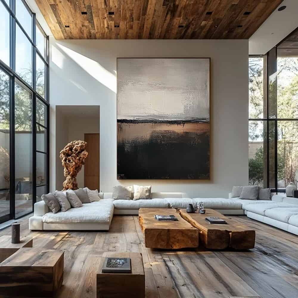 BLACK TEXTURED ART "SILENT HORIZON"
