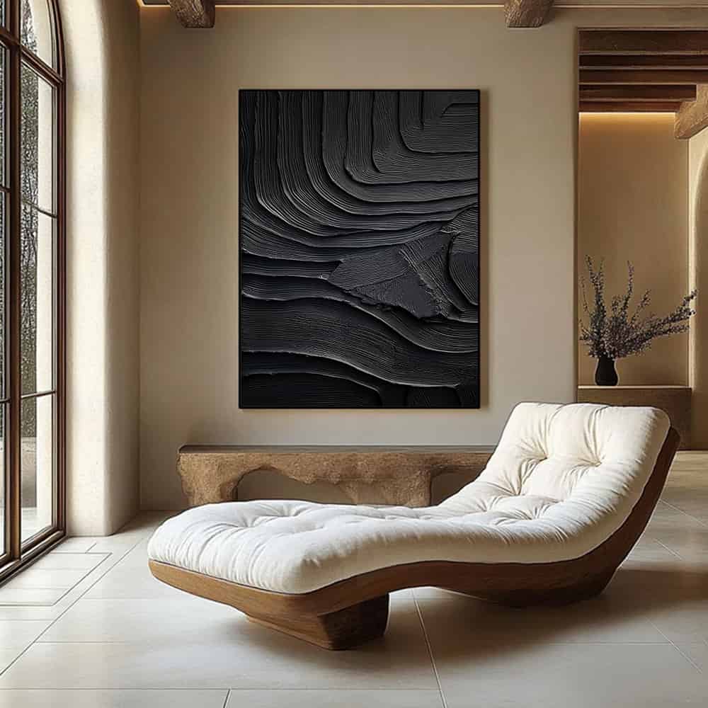 BLACK TEXTURED ART "STRATA"
