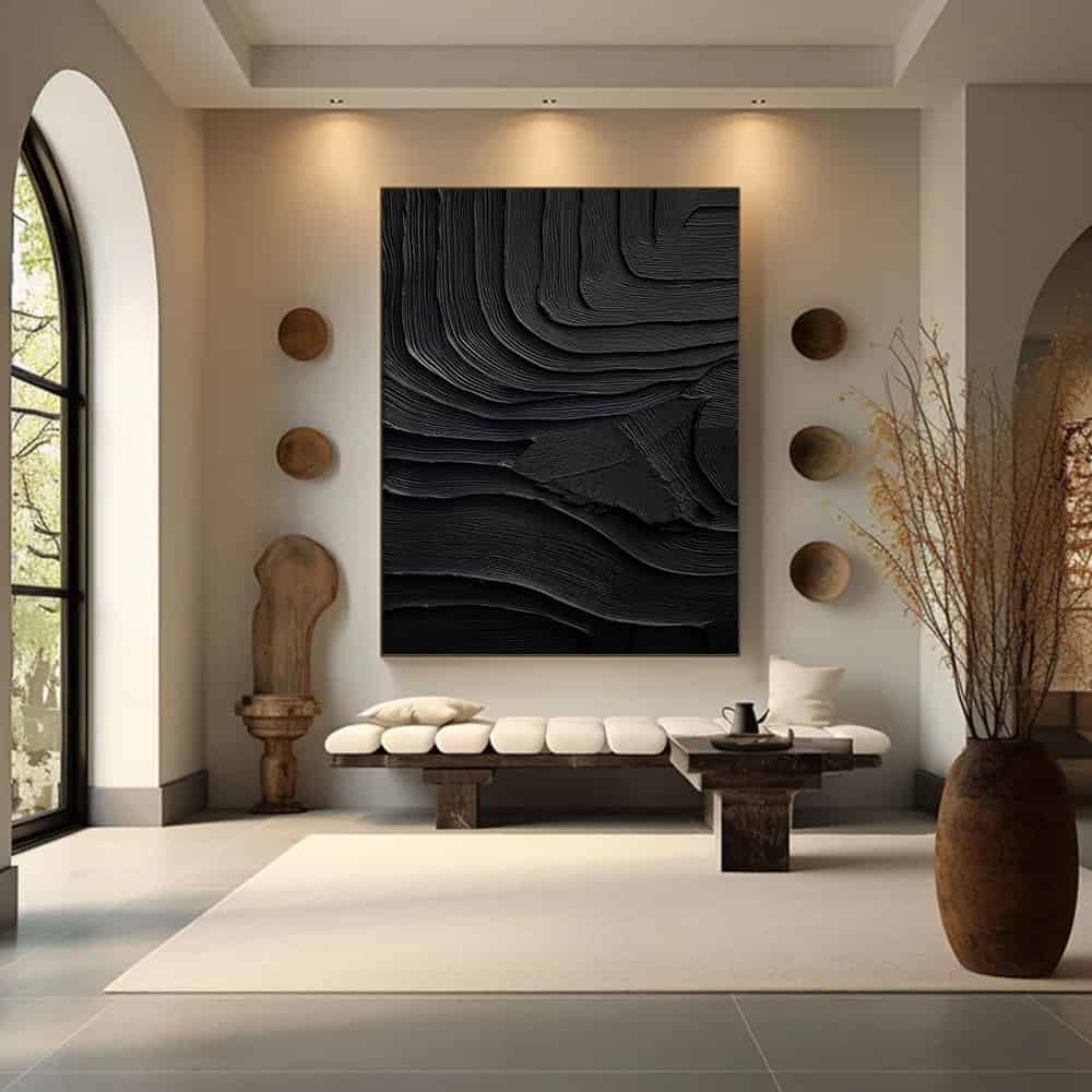 BLACK TEXTURED ART "STRATA"