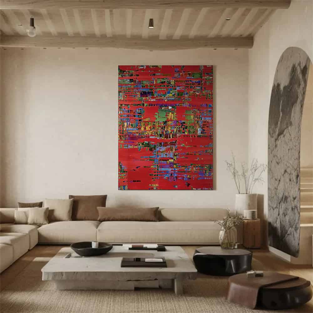 COLOR ABSTRACT ART "CRIMSON MATRIX"