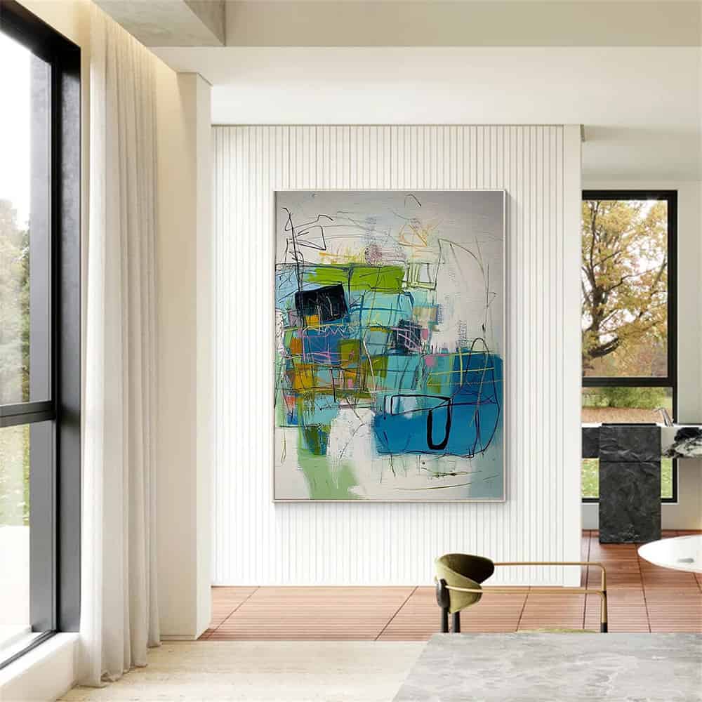 COLOR ABSTRACT ART "PLAYFUL BLUEPRINT"