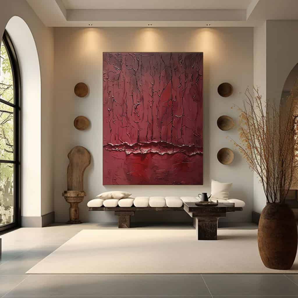 COLOR ABSTRACT ART "SCARLET FISSURE"