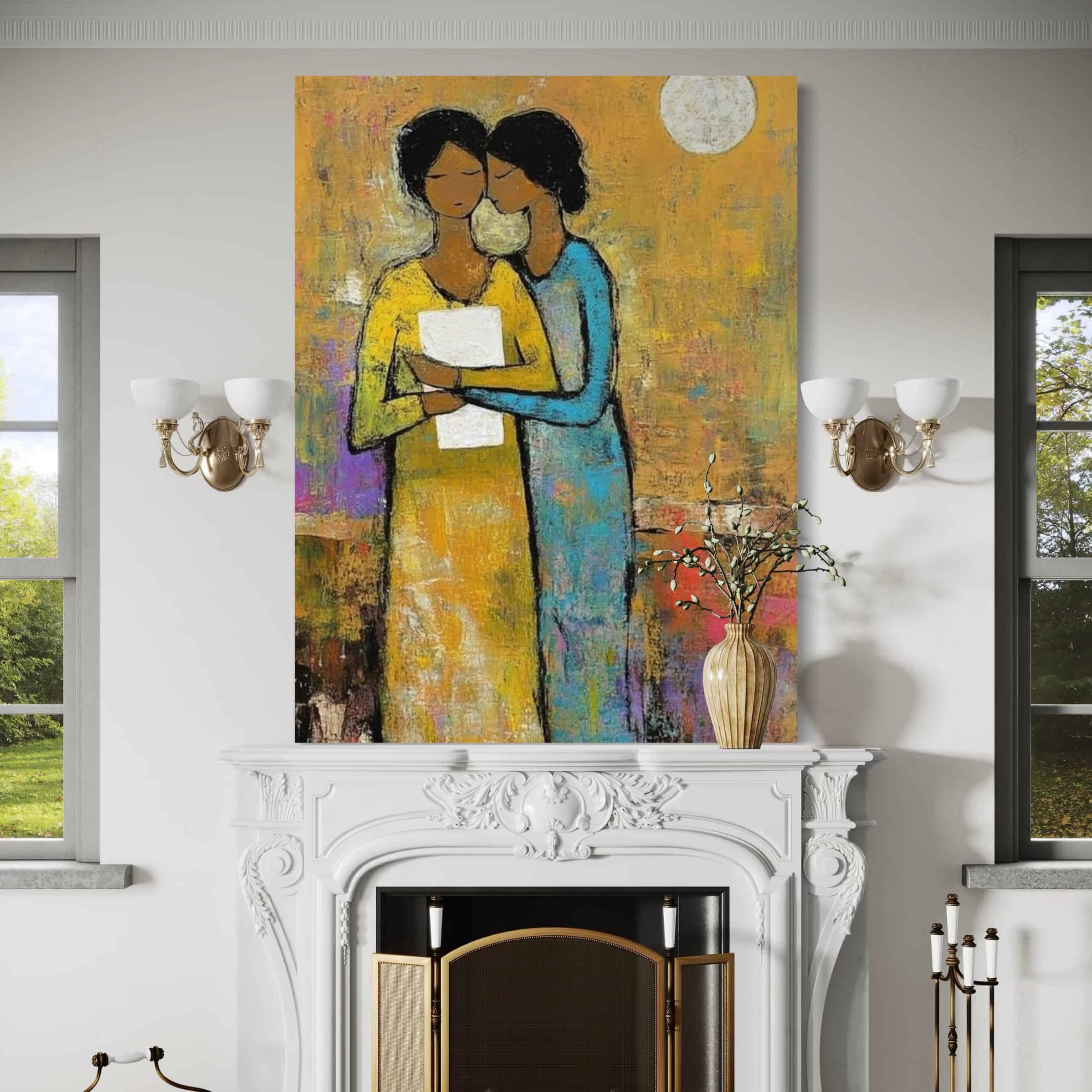 EXPRESSIVE FIGURATIVE ART: "SISTERS' BOND"