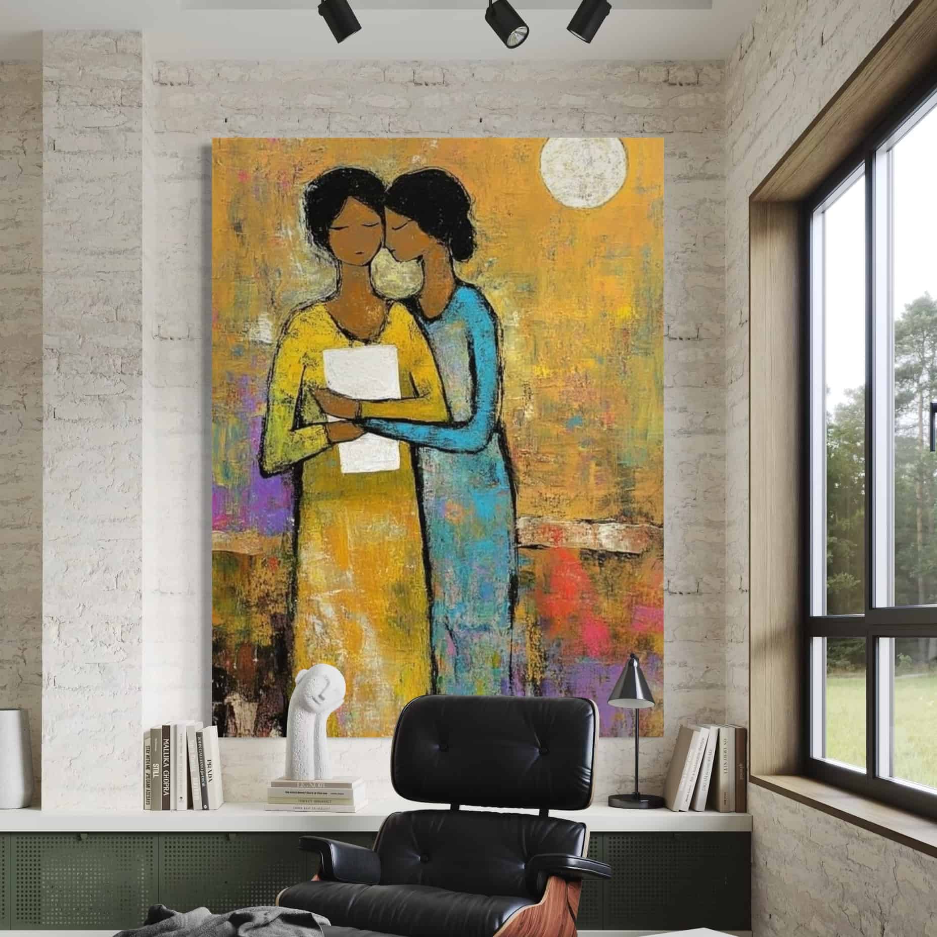 EXPRESSIVE FIGURATIVE ART: "SISTERS' BOND"
