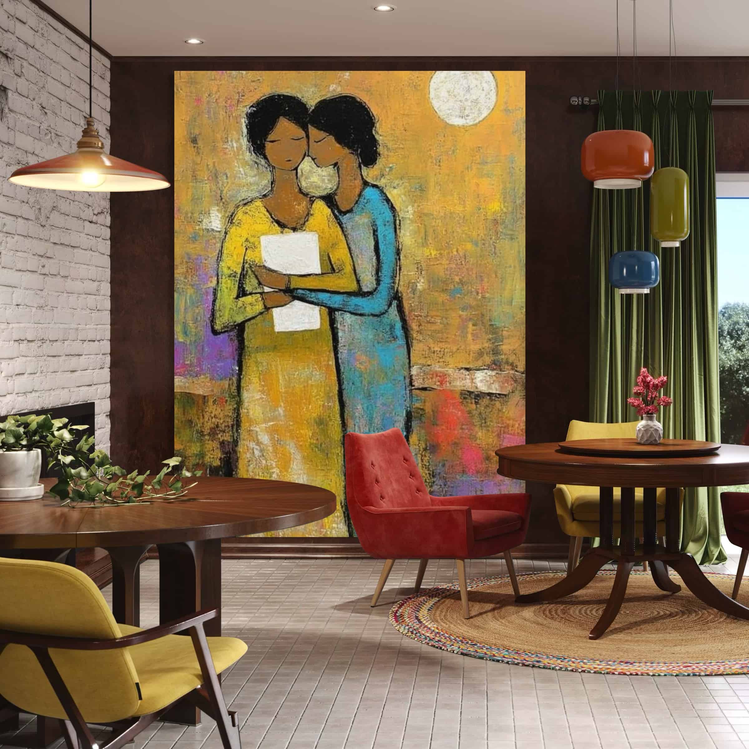 EXPRESSIVE FIGURATIVE ART: "SISTERS' BOND"