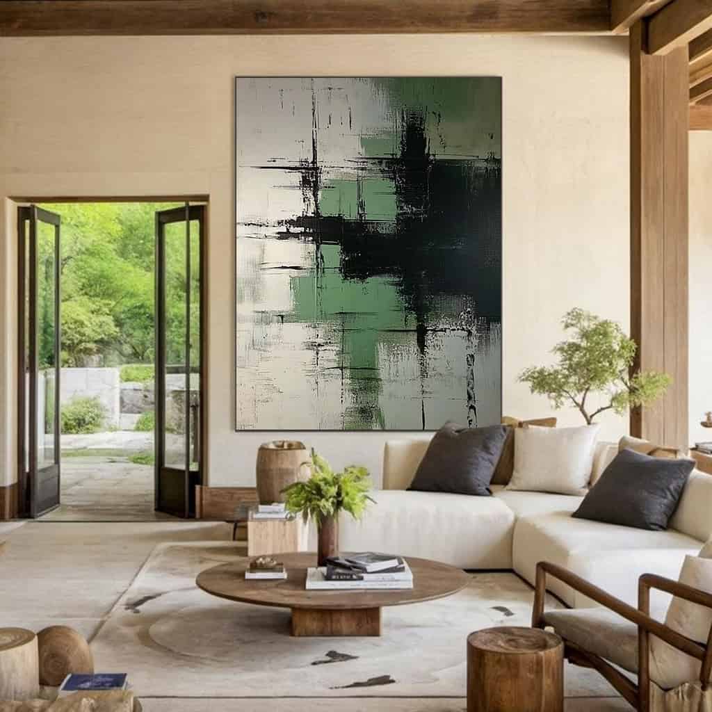 GREEN ABSTRACT ART "CROSSCURRENTS"