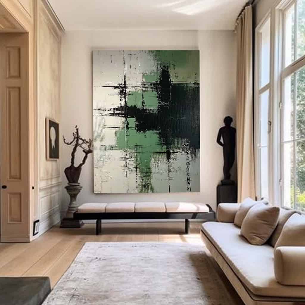 GREEN ABSTRACT ART "CROSSCURRENTS"