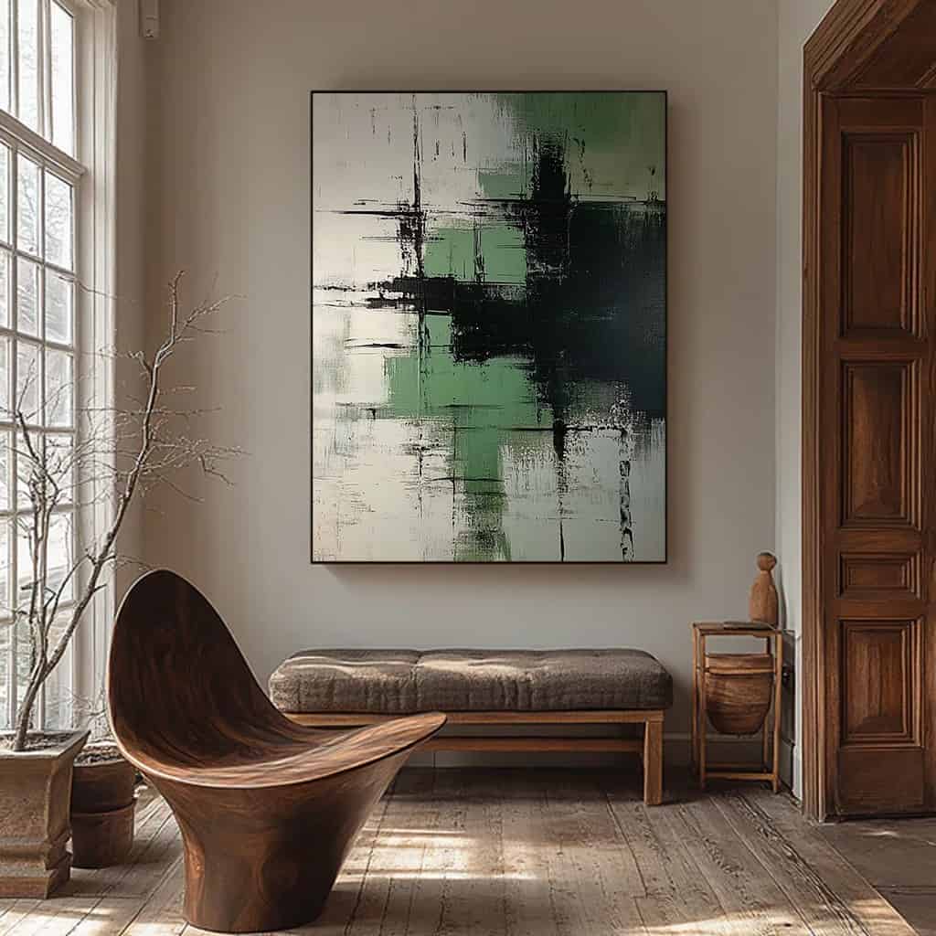 GREEN ABSTRACT ART "CROSSCURRENTS"