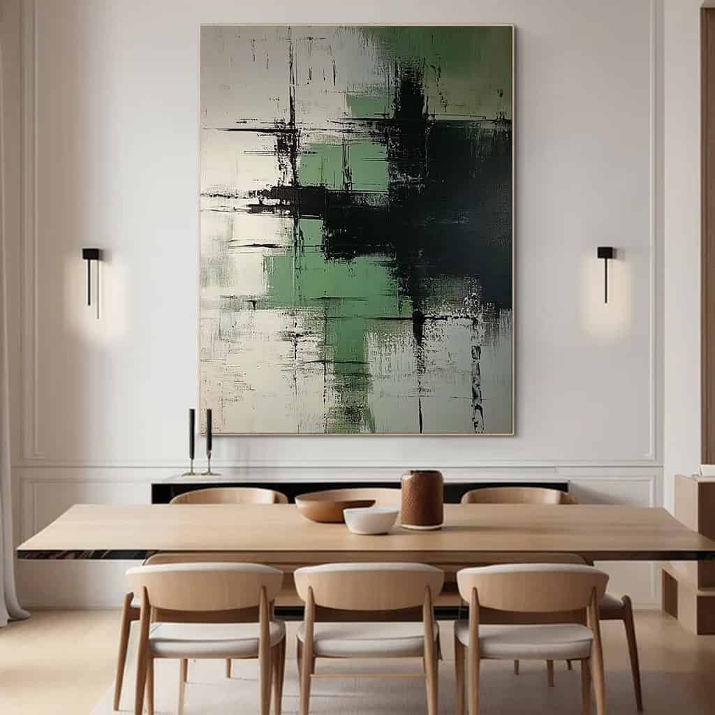 GREEN ABSTRACT ART "CROSSCURRENTS"