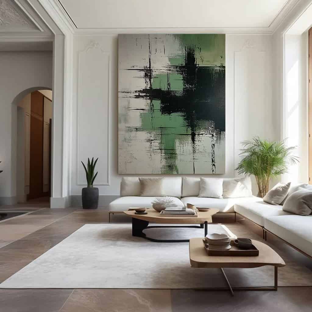 GREEN ABSTRACT ART "CROSSCURRENTS"